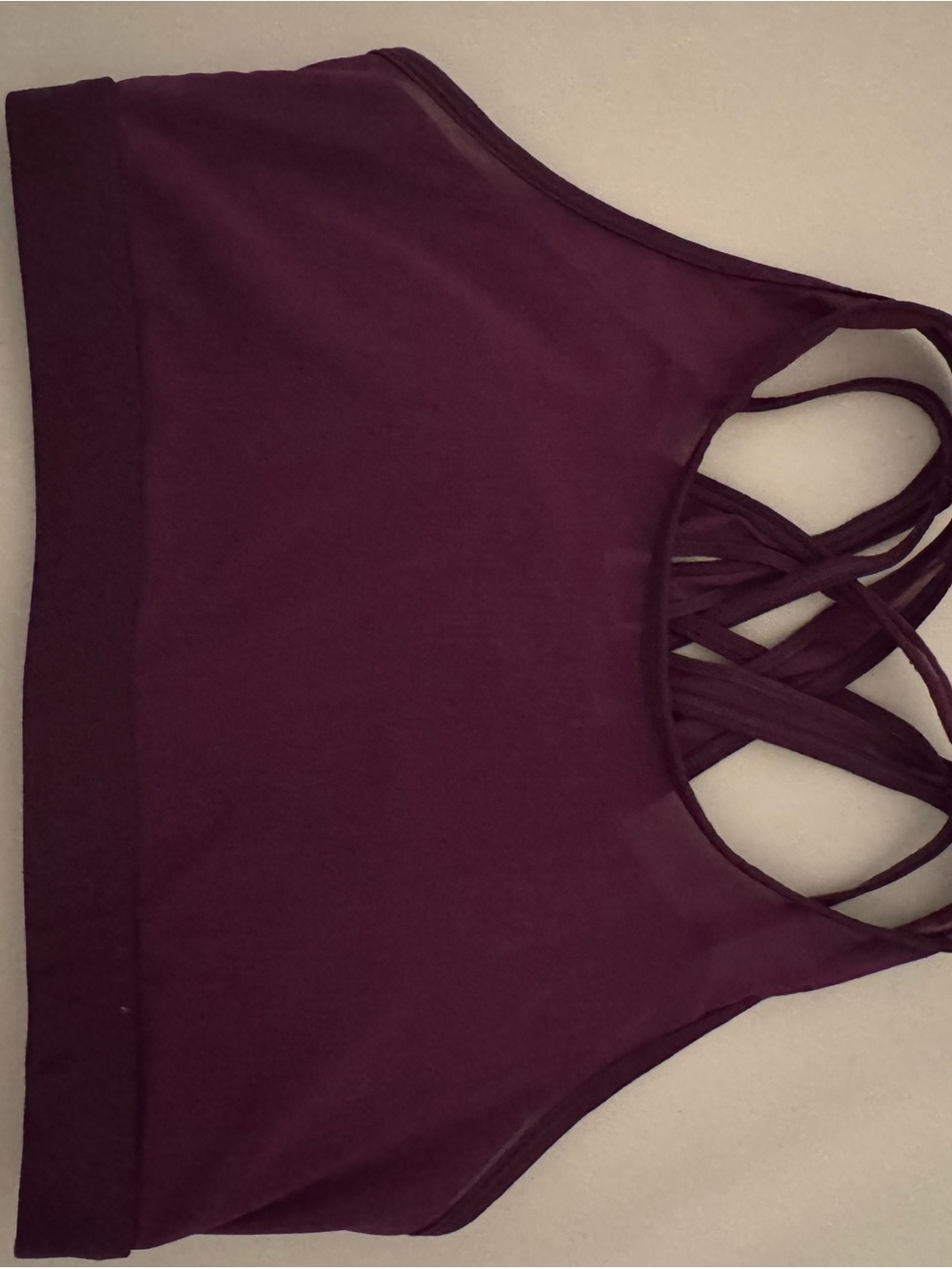 Fabletics Deep Plum Strappy Sports Bra